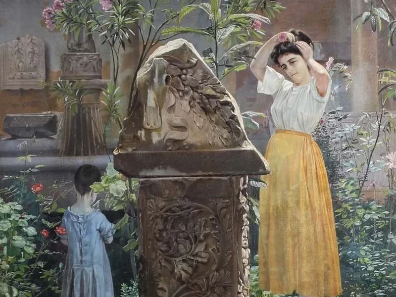 1836-Nilaus Fristrup - Cogliere fiori in un giardino classico